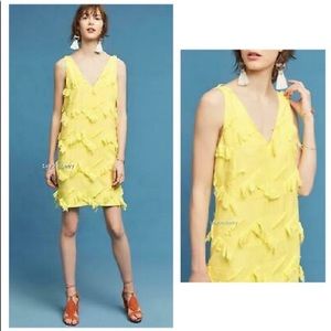 Anthropologie Maeve Fringework Textured Sleeveless Shift Dress